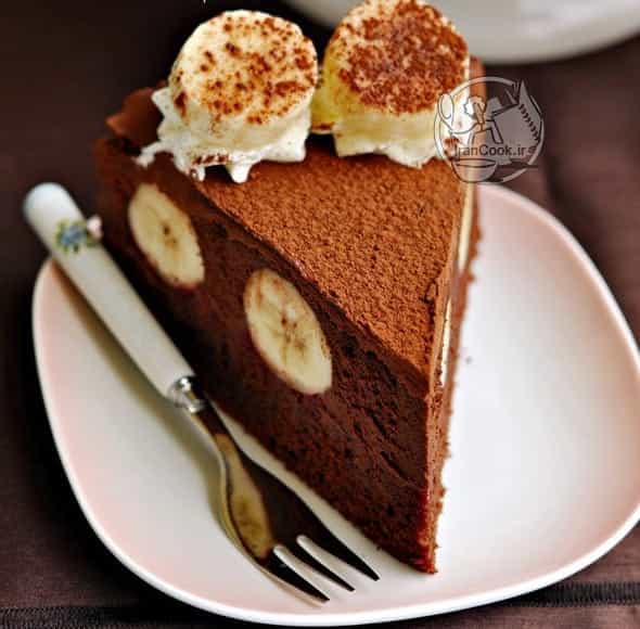 اسلایس کیک شکلاتی با موز